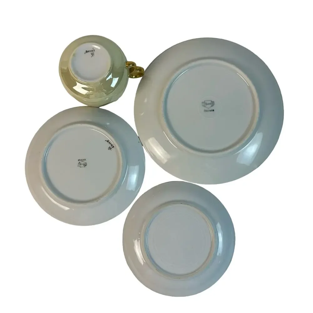 Art Nouveau 4 Piece Thomas Bavaria Luncheon Set Light Yellow & Daisy design VTG